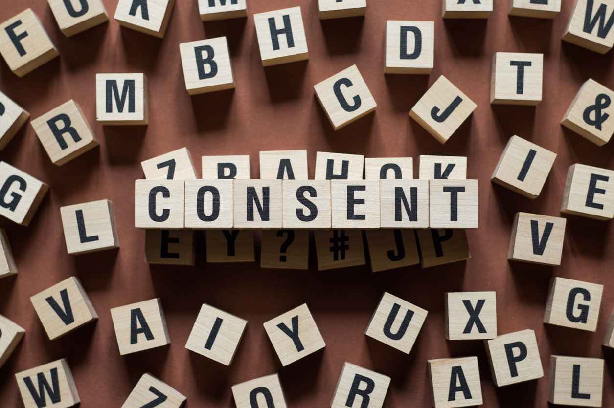 Consent word concept on cubes
